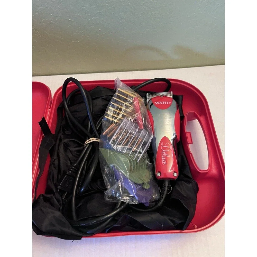 RED Wahl STXP Professional Deluxe U-CLIP Pet Dog Cat Hair Clipper Tested Works